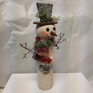 Standing Log Snowman with Scarf - Assorted Sizes