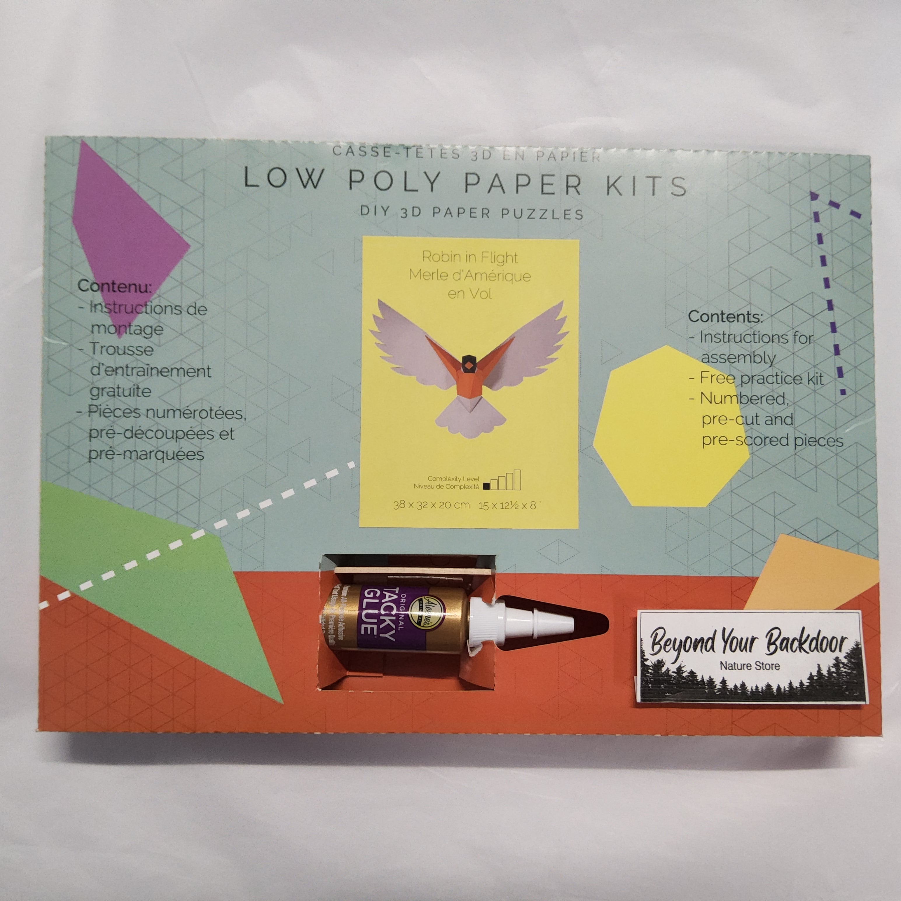 Low Poly Paper Kits - with glue and bamboo stick included - Song Birds in Flight - Assorted Designs