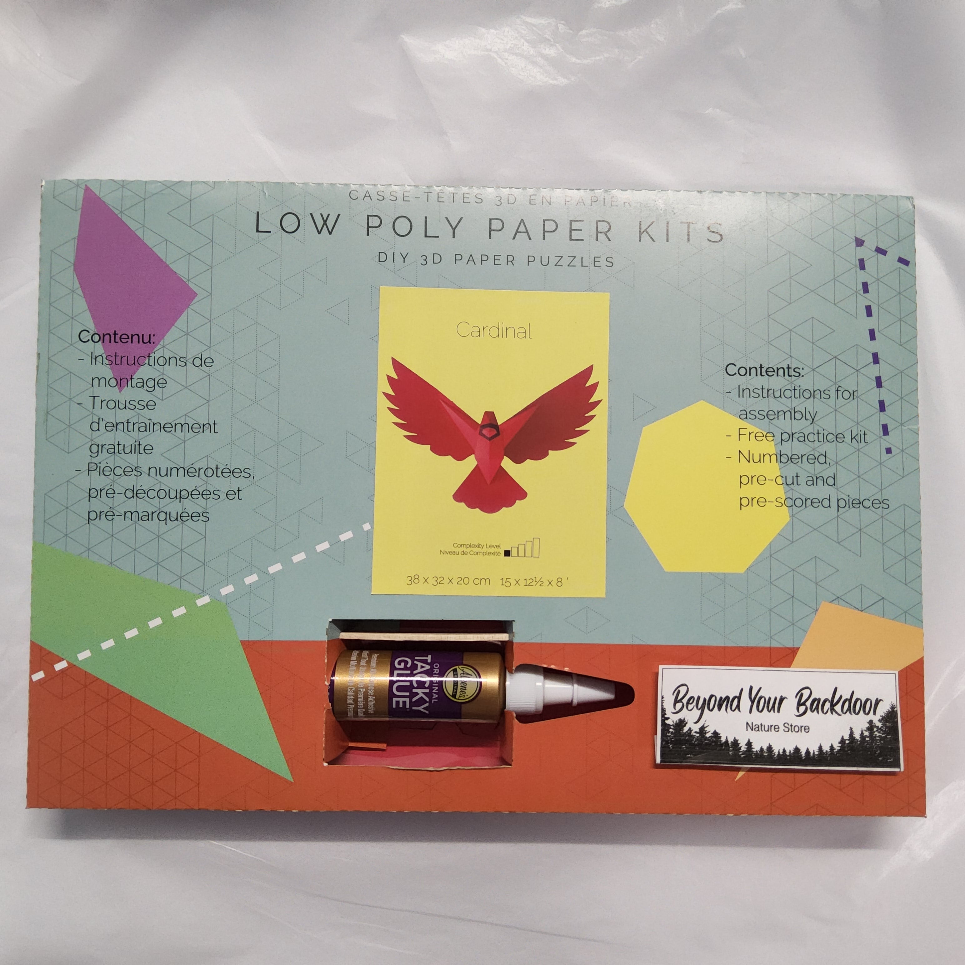 Low Poly Paper Kits - with glue and bamboo stick included - Song Birds in Flight - Assorted Designs