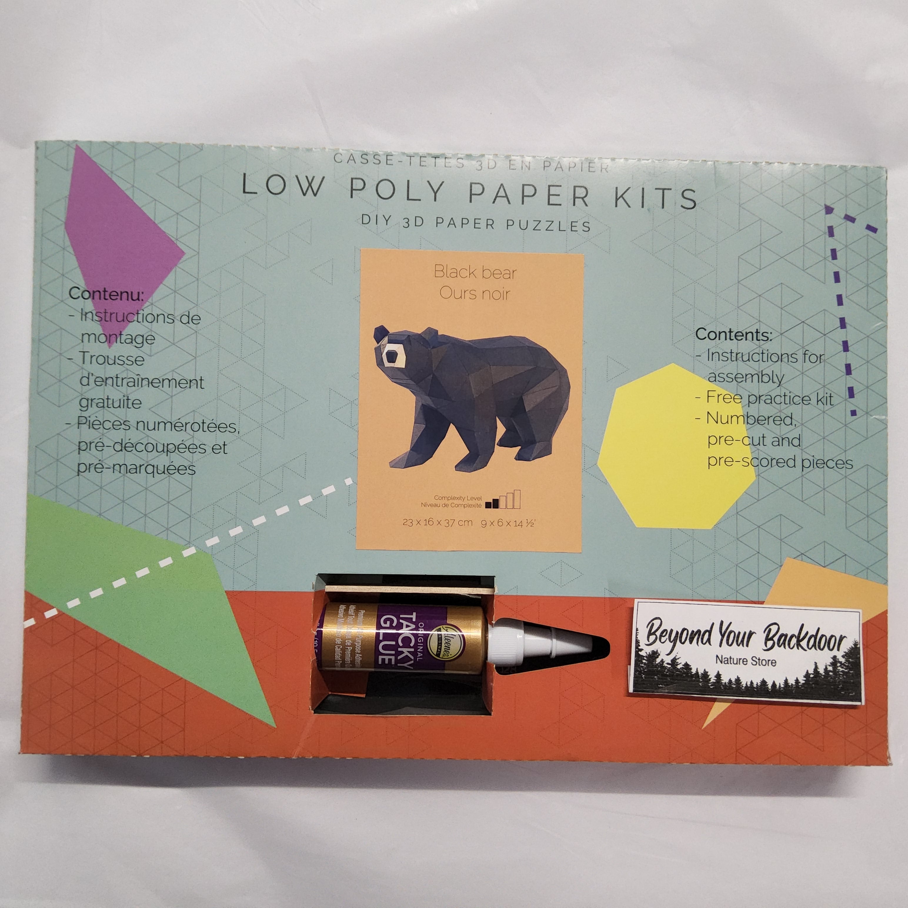 Low Poly Paper Kits - with glue and bamboo stick included - Complexity 2/5 - Assorted Designs