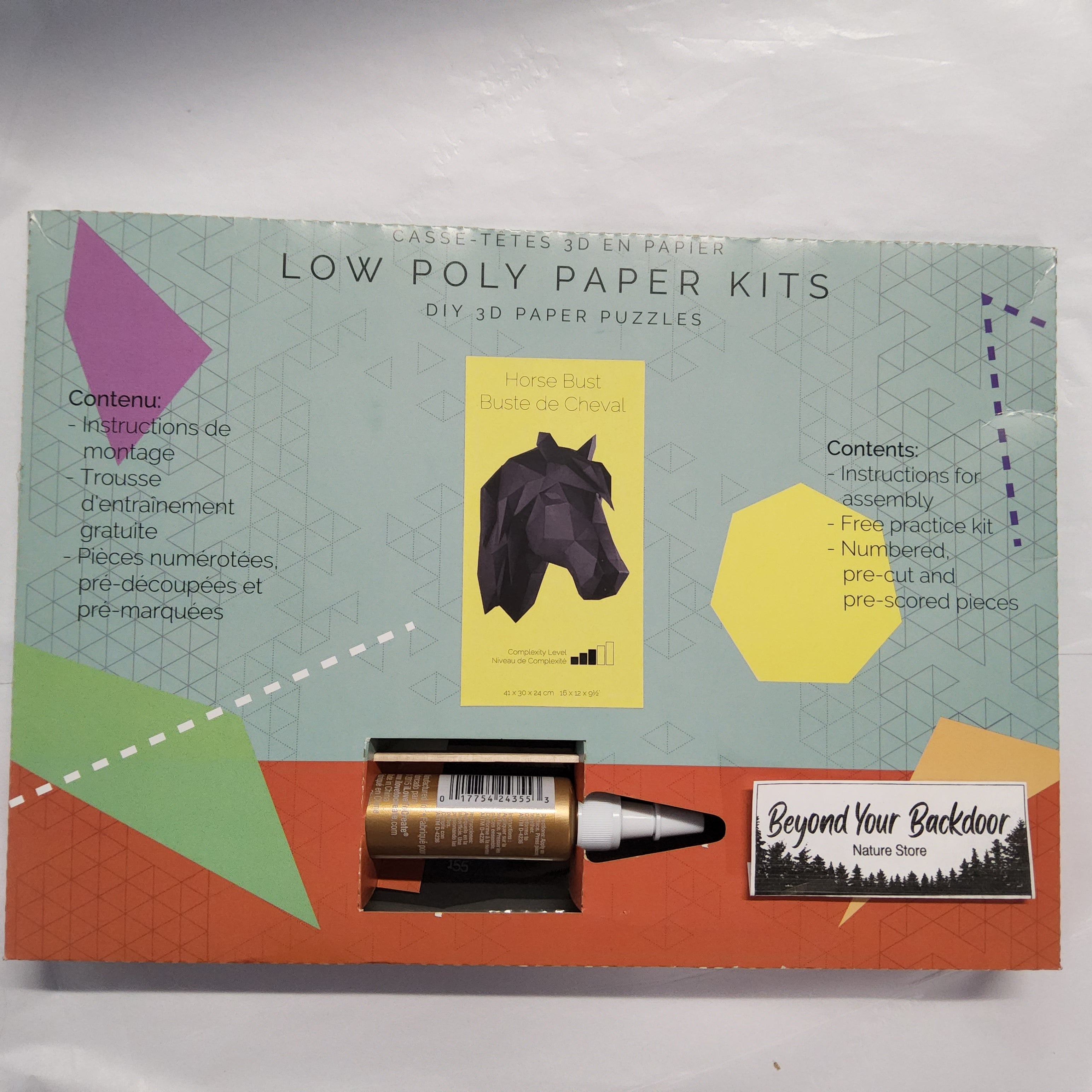 Low Poly Paper Kits - with glue and bamboo stick included - Complexity 3/5 - Assorted Designs