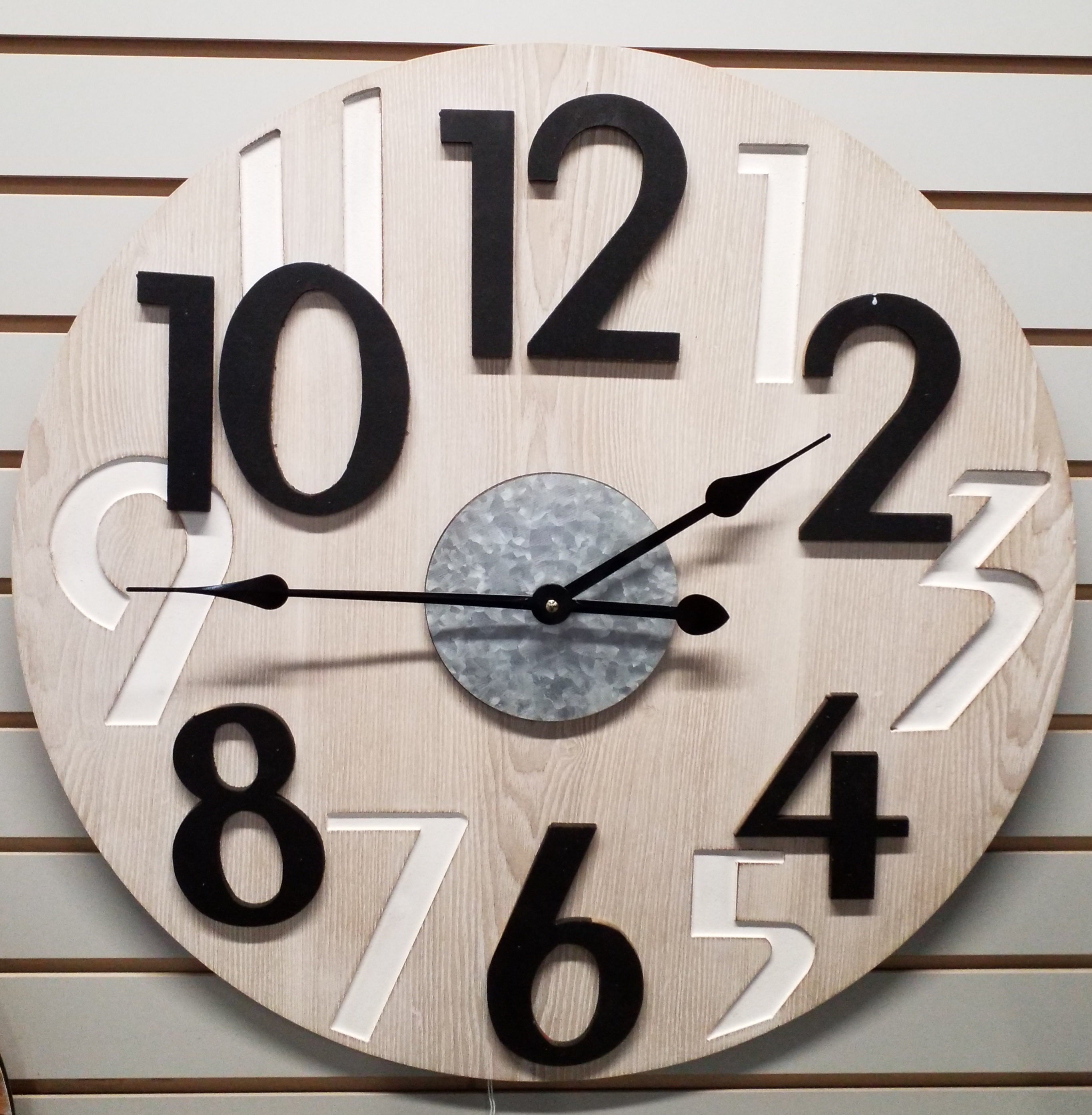 Large Numbers Wood Wall Clock