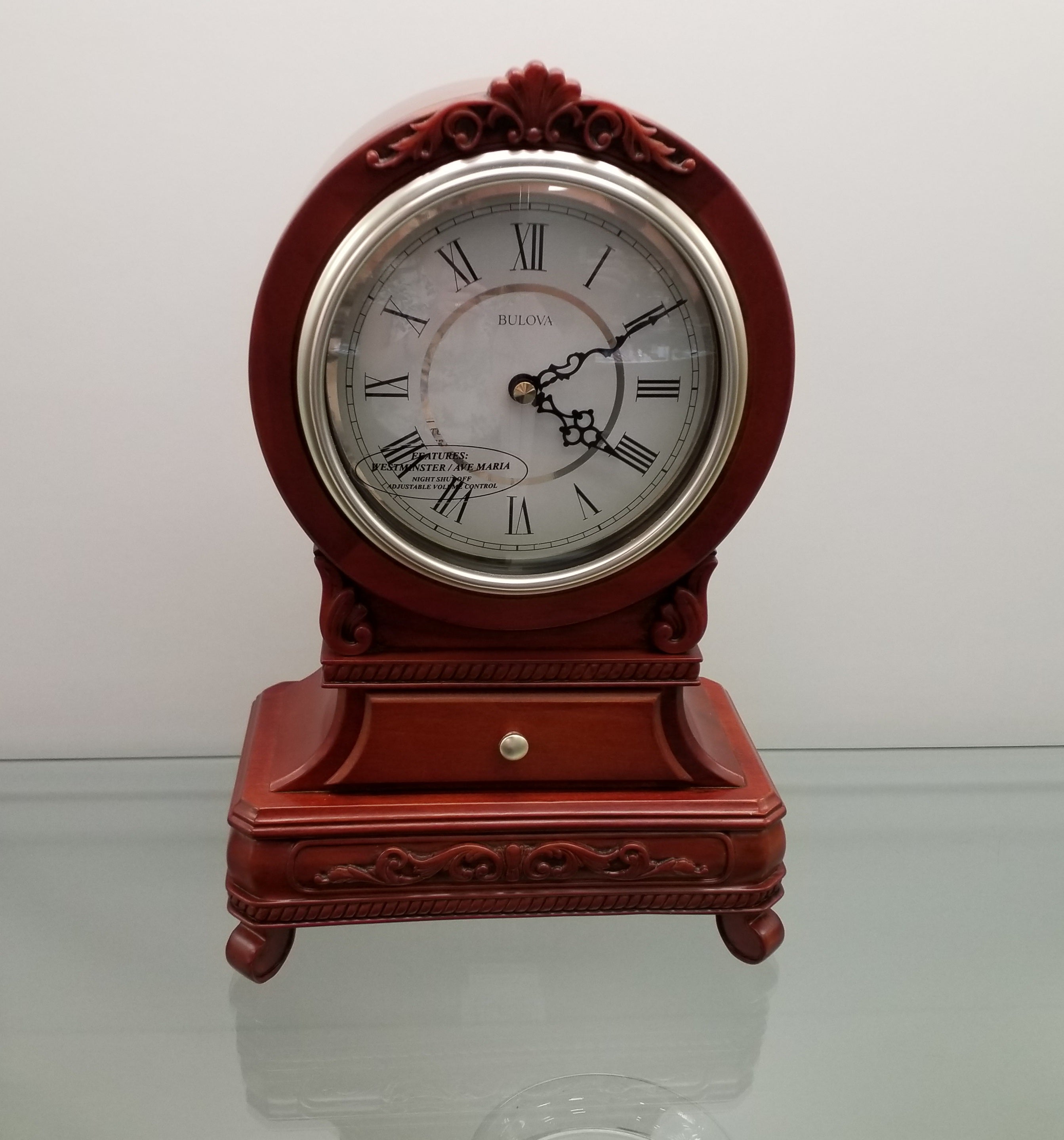 Wood Mantel Clock with Drawer