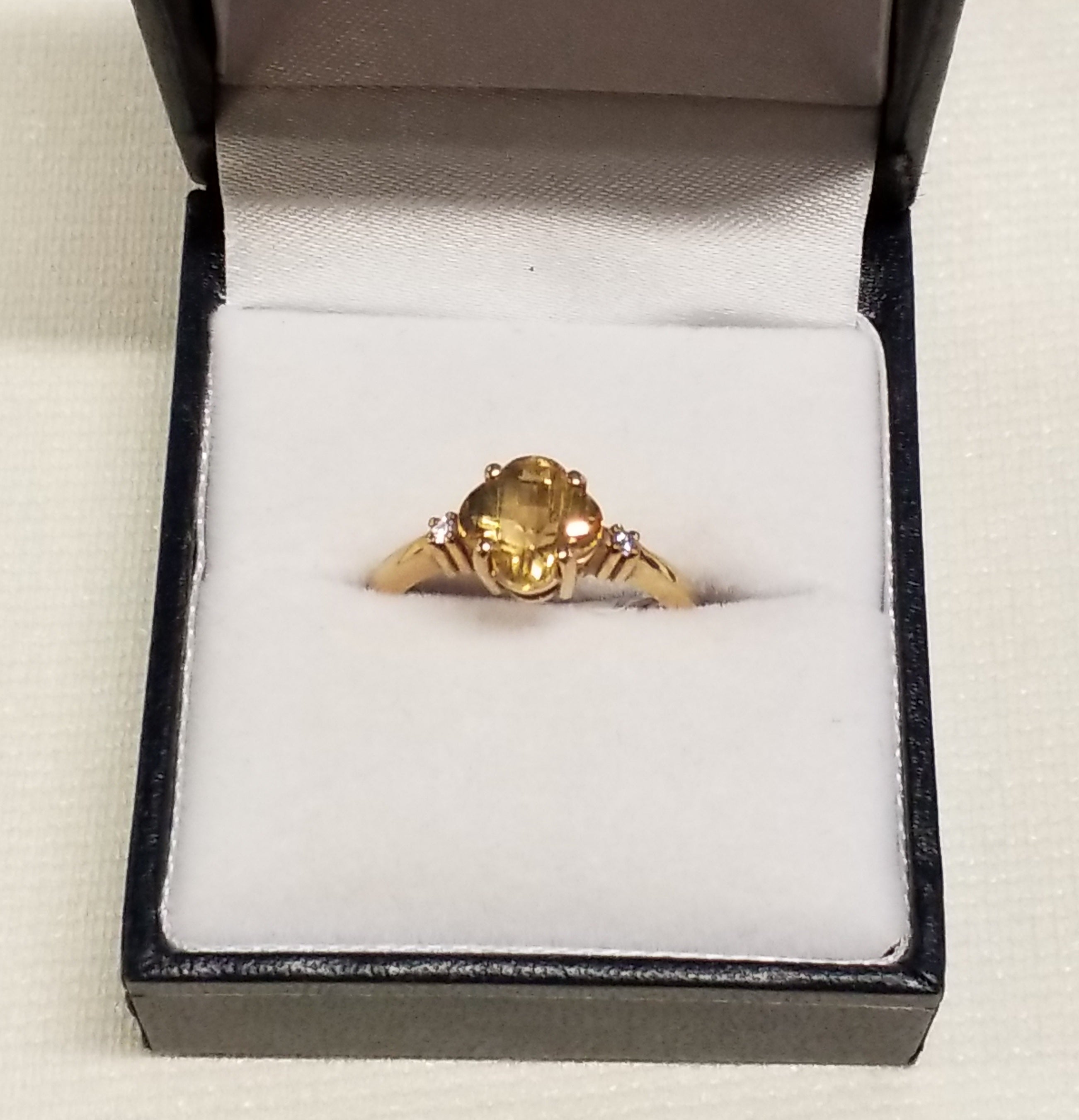 Floral Cut Citrine Ring with Diamond Accents