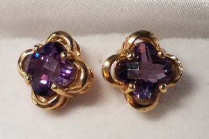 Floral Cut Amethyst Earrings - Matching Pendant also available