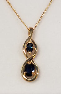 Oval Cut Blue Sapphire Earrings and Pendant Set
