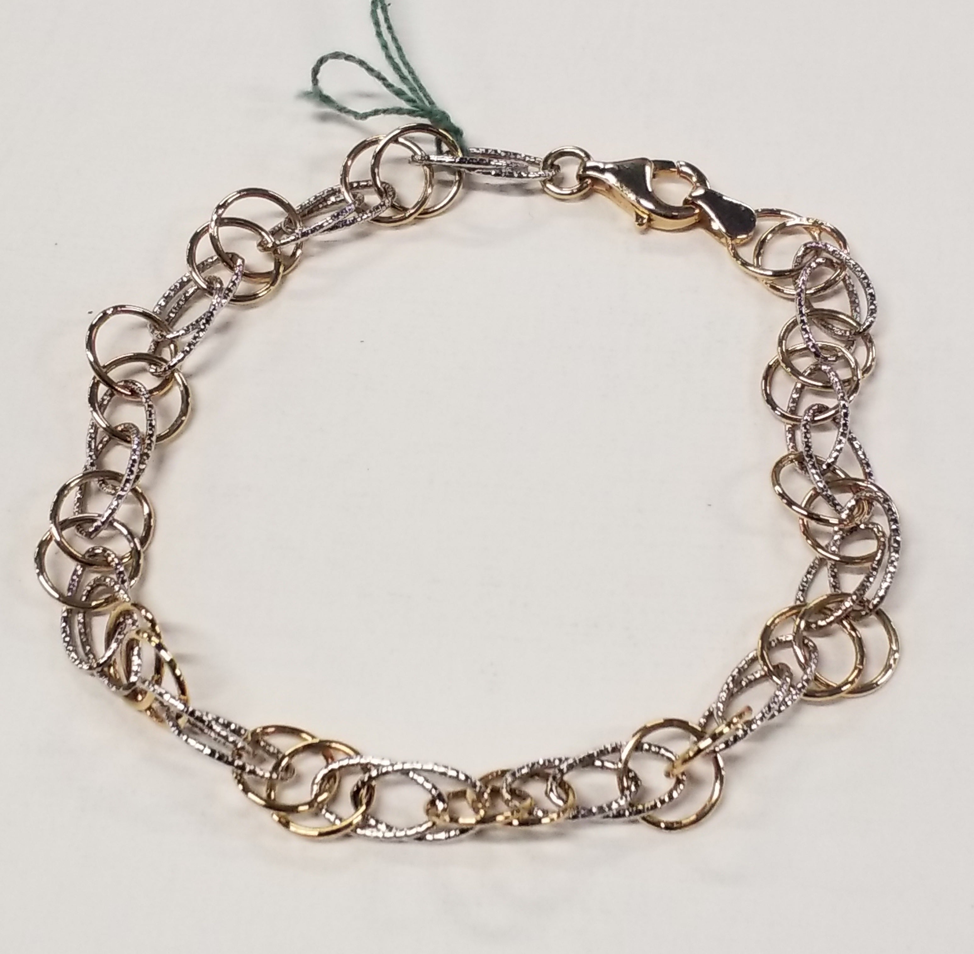 Two-Tone Gold Polished Textured Link Bracelet