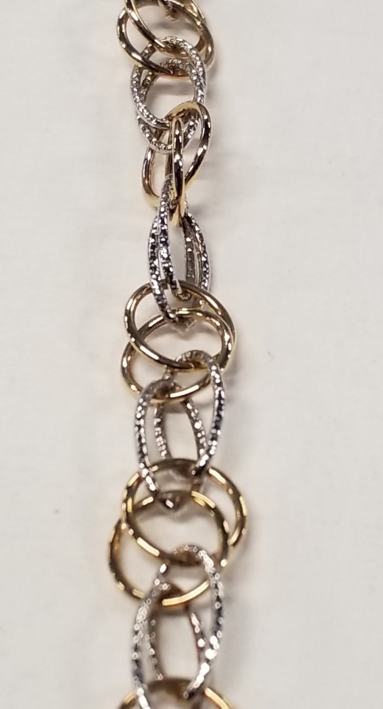 Two-Tone Gold Polished Textured Link Bracelet