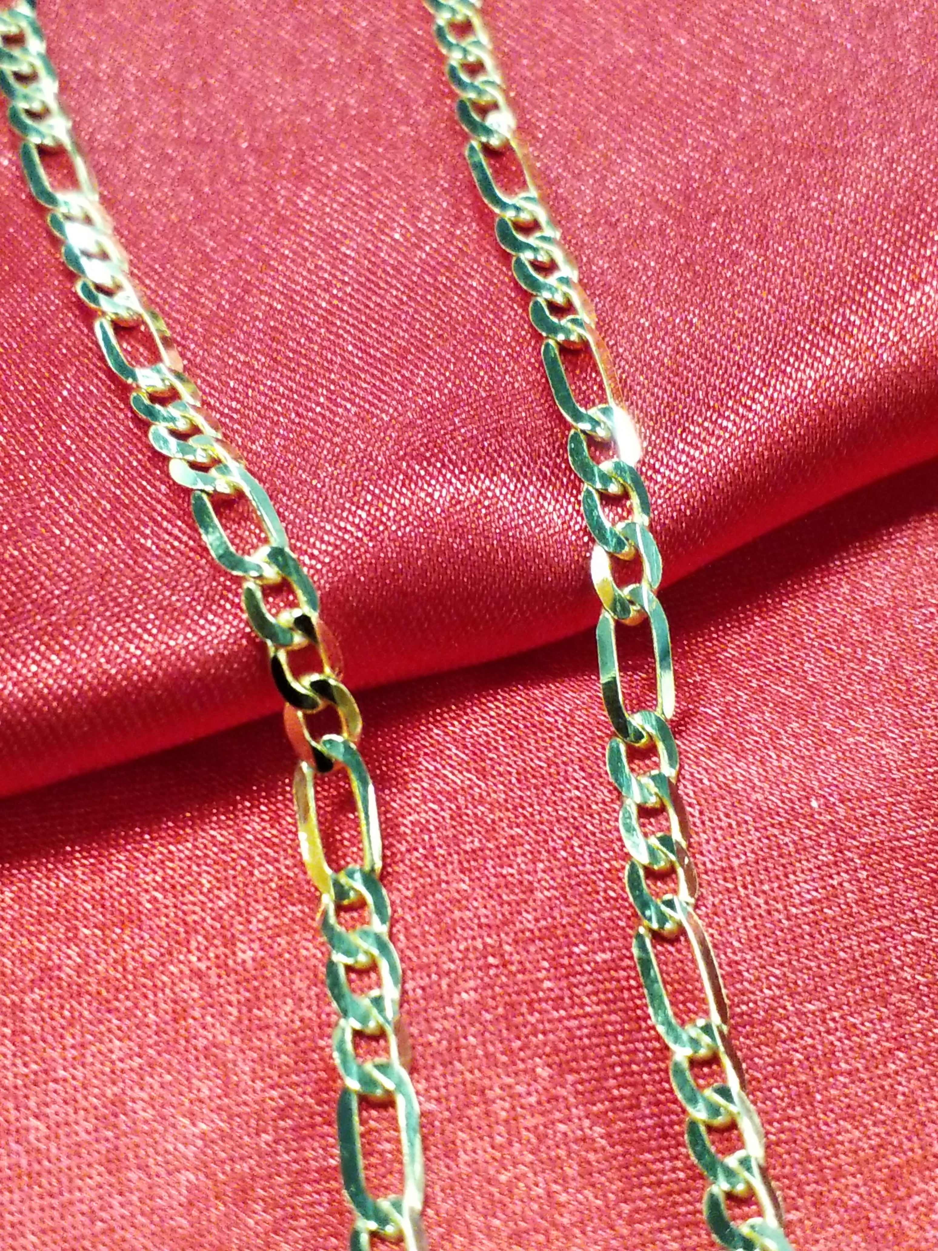 24" 10Kt Yellow Gold Figaro Style Chain