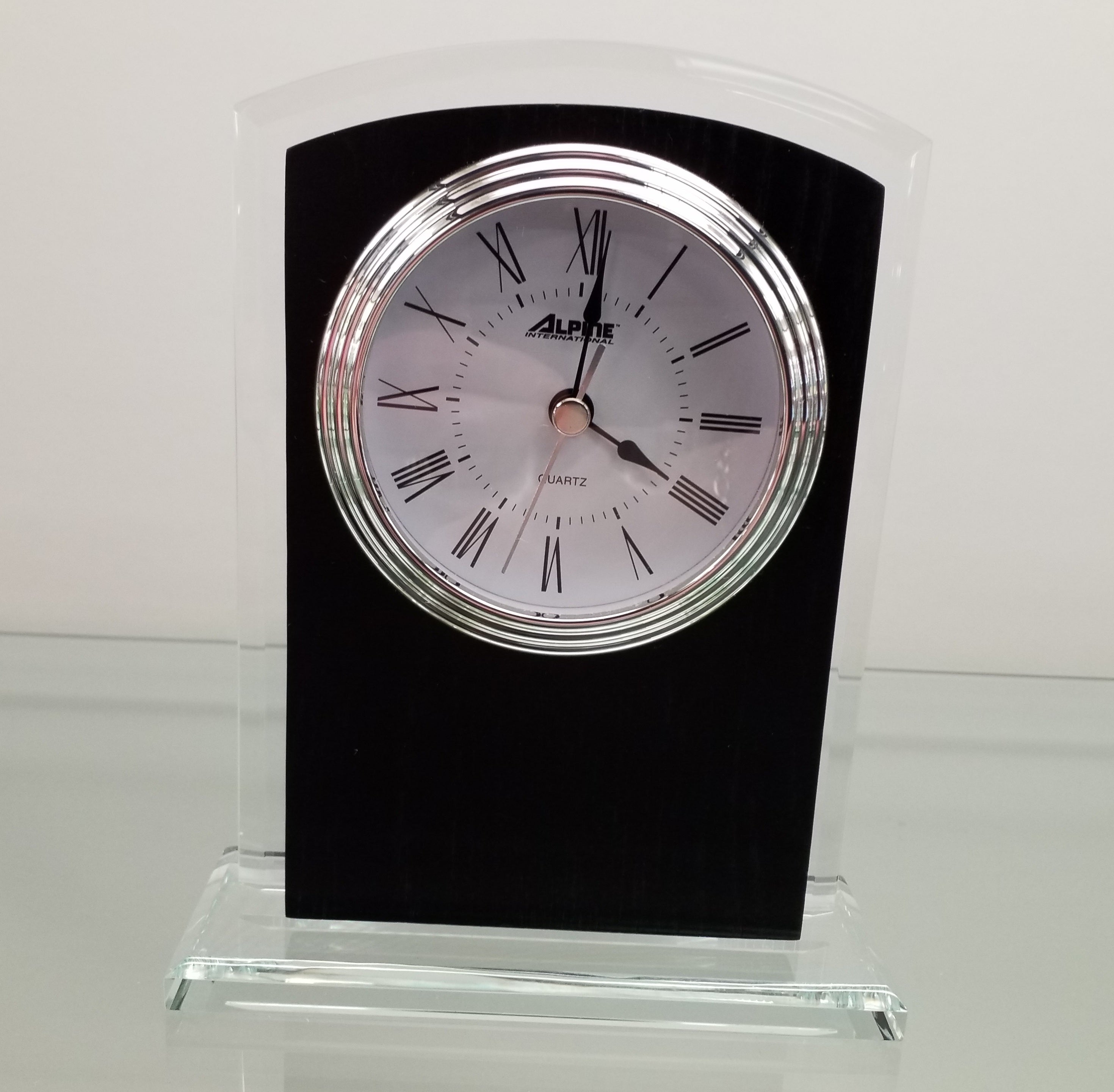 Tabletop Clock - Wood and Glass