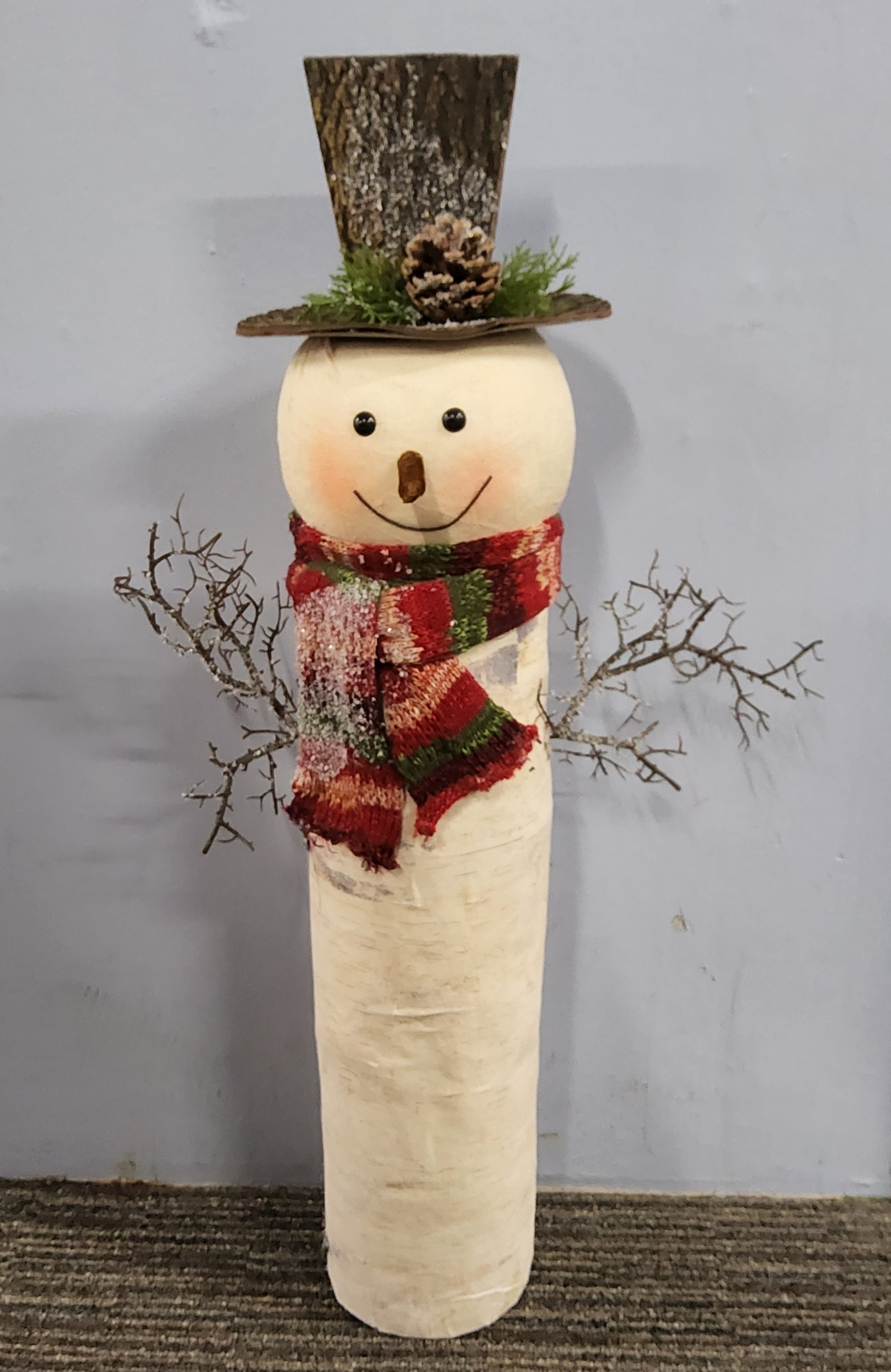 Standing Log Snowman with Scarf - Assorted Sizes