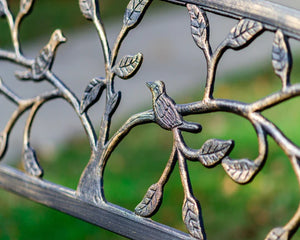 Bronze Vintage Style Garden Bench - Tree and Bird Backrest Design